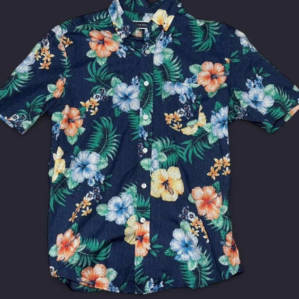Blue club room short sleeve hawaiian shirt